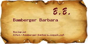 Bamberger Barbara névjegykártya